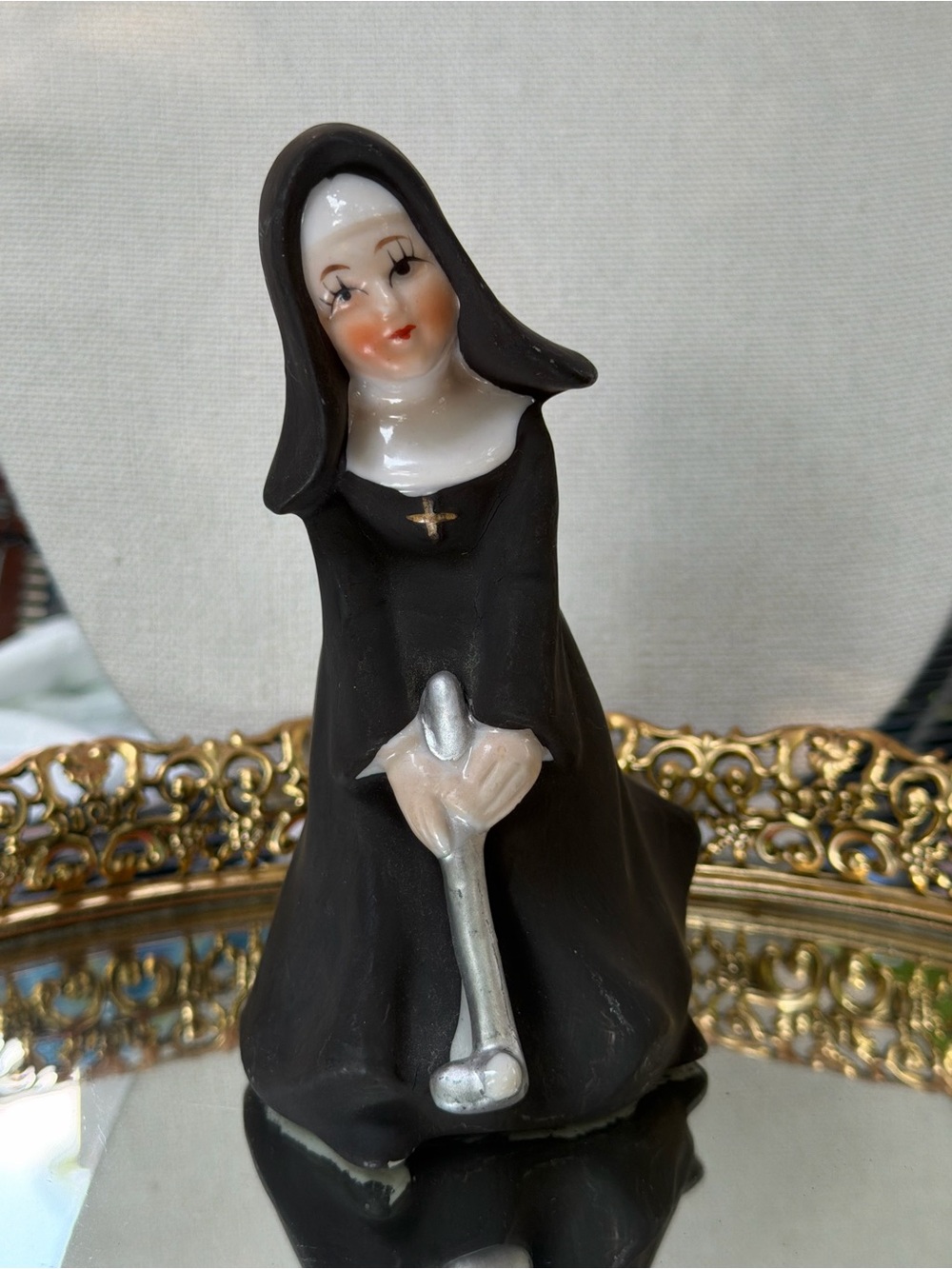 🤭 A GOLFING NUN? YES, PLEASE!! Hand-Painted Ceramic Nun Figurine, Made in Spain